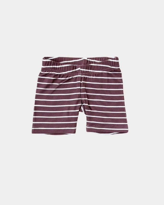 Burgundy Stripe Biker Shorts