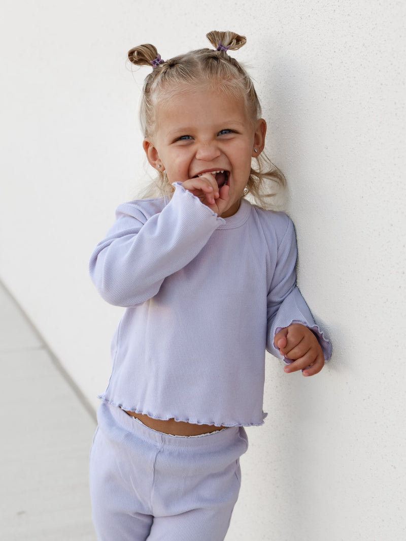 Lilac Ribbed Flare Pant