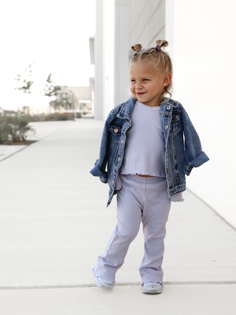 Lilac Ribbed Flare Pant