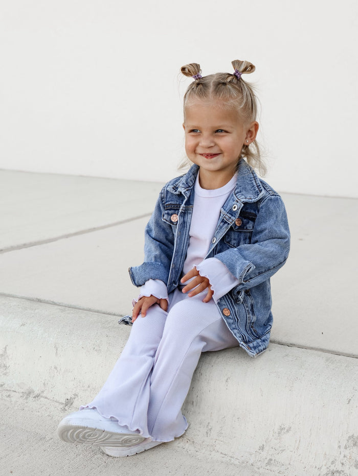 Lilac Ribbed Flare Pant
