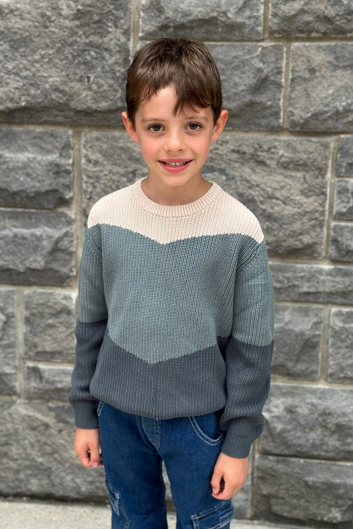 Slate Colorblock Knit Sweater