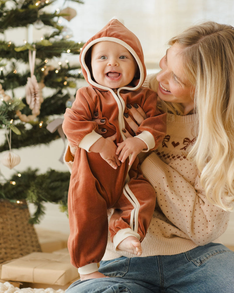 Cranberry Velour Jumpsuit
