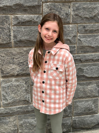 Misty Rose Plaid Hooded Shacket