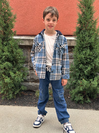 Blue Plaid Hooded Shacket