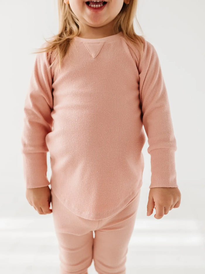 Misty Rose Ribbed Bamboo Long Sleeve
