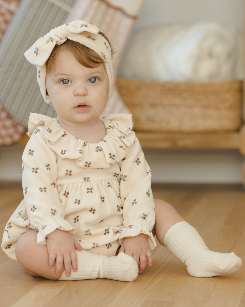 Holly Berry Velour Romper