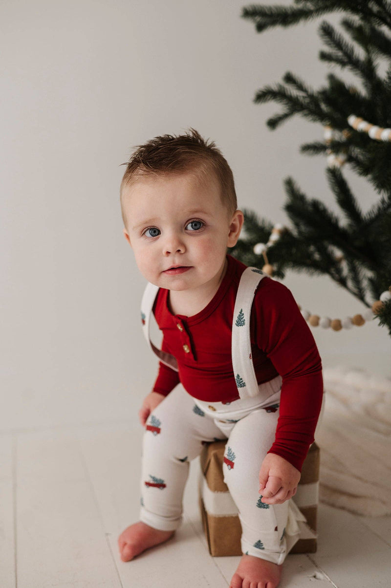 Christmas Truck Henley + Suspender Pant Set