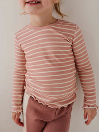 Misty Rose Stripe Lettuce Bamboo Long Sleeve