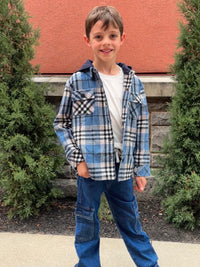 Blue Plaid Hooded Shacket