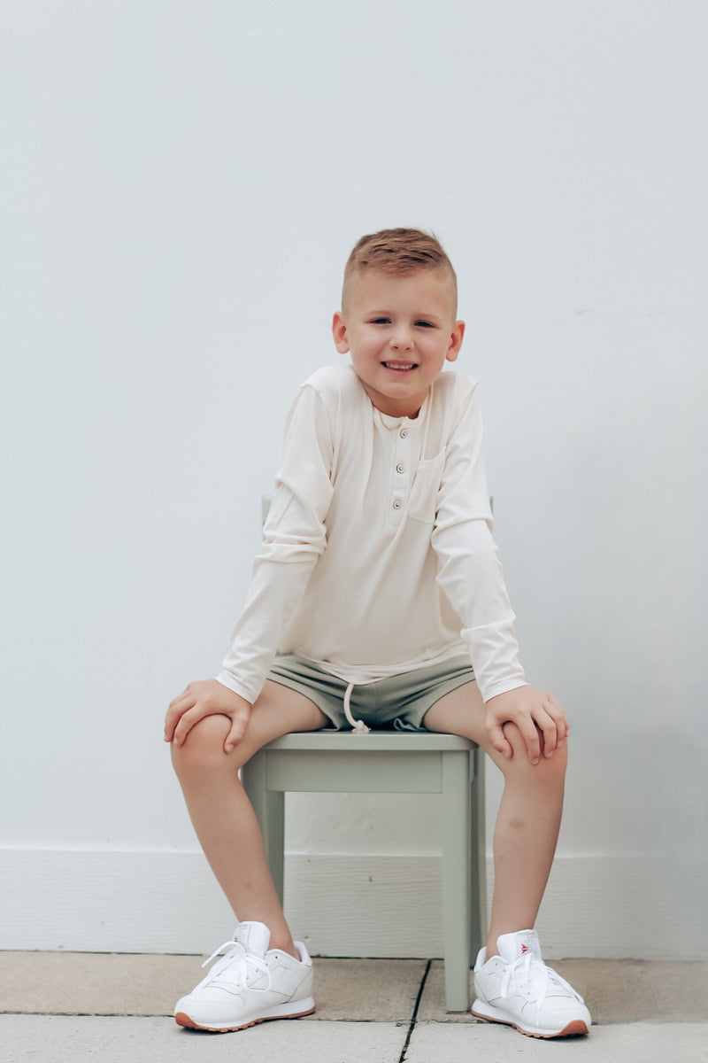 Creme Button Henley