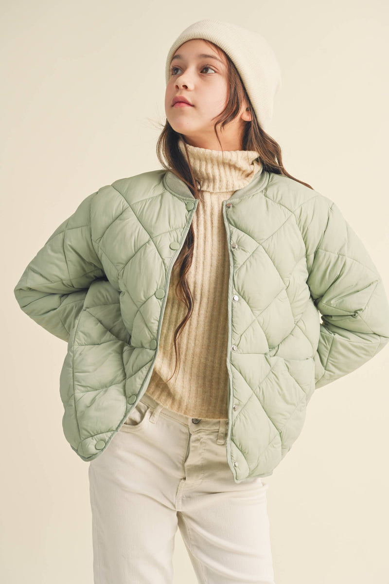 Tween Sage Quilted Jacket