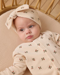 Holly Berry Velour Snap Footie