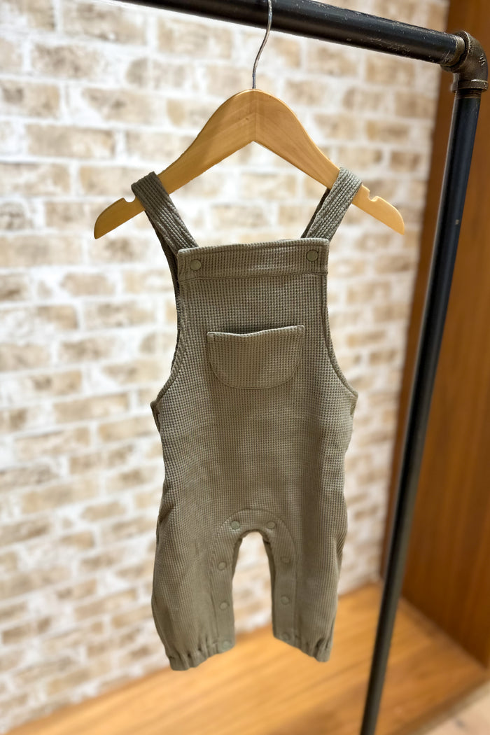 Olive Waffle Overalls