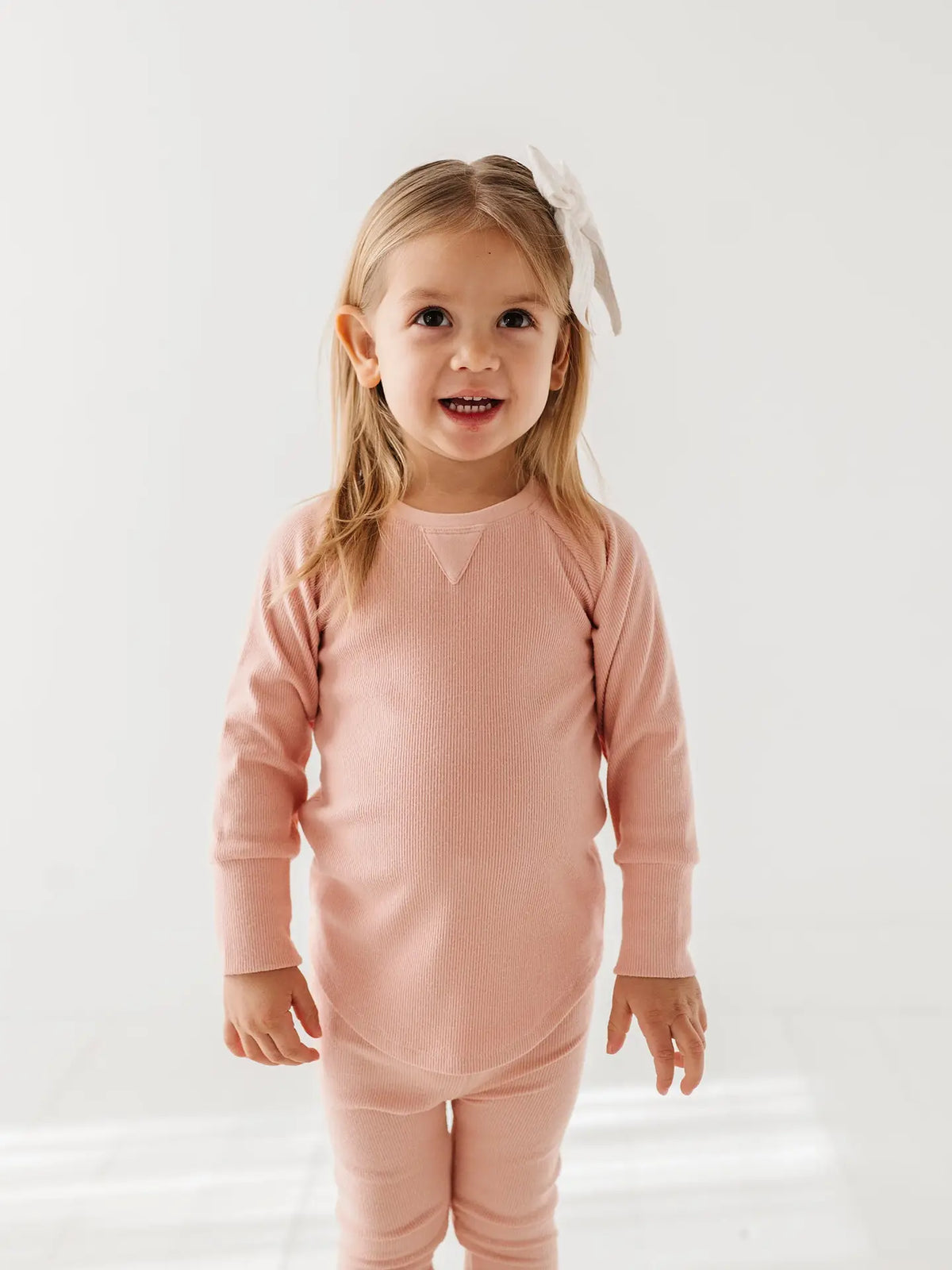 Misty Rose Ribbed Bamboo Long Sleeve
