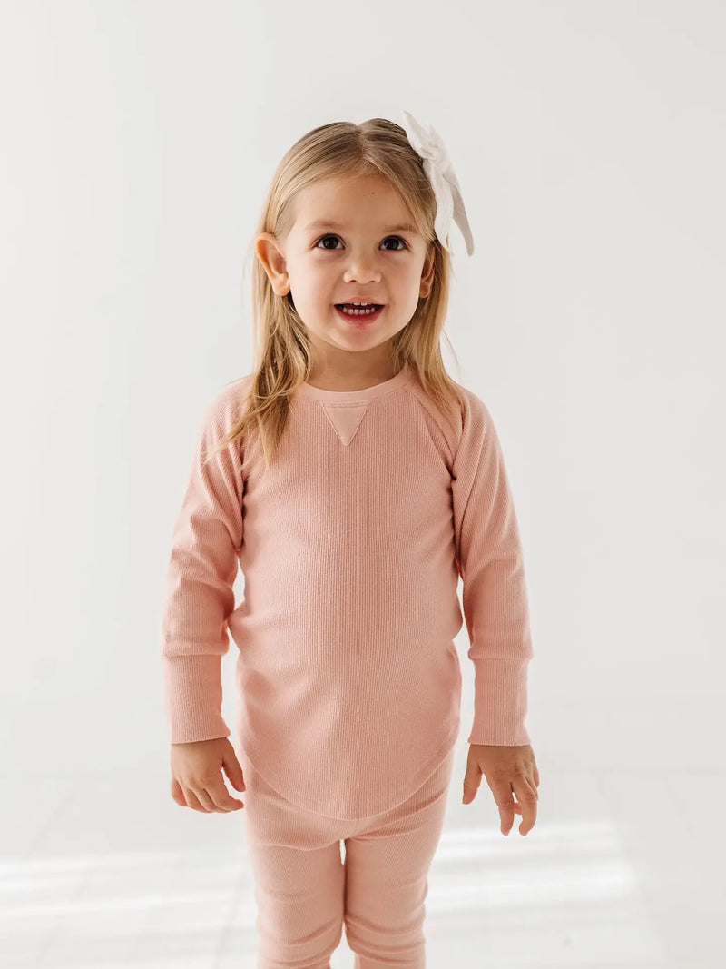 Misty Rose Ribbed Bamboo Long Sleeve