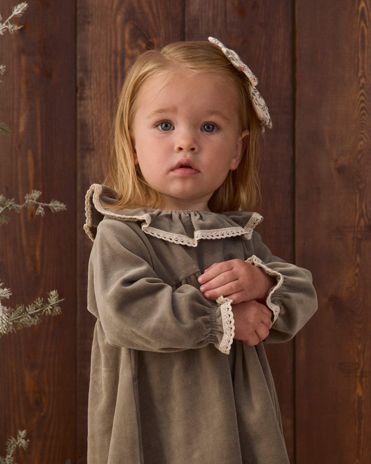 Spruce Velour Baby Dress
