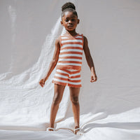 Coral Striped Crochet Shorts