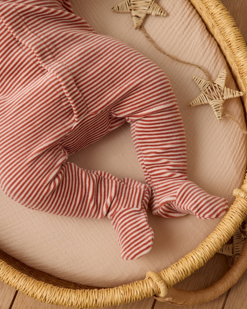 Candy Stripe Velour Snap Footie