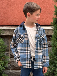 Blue Plaid Hooded Shacket