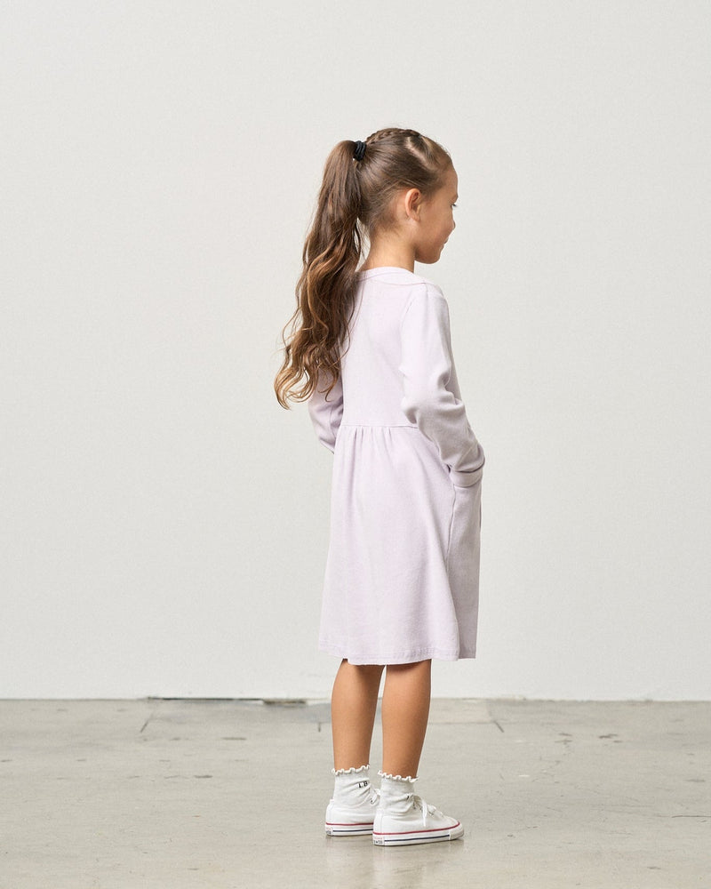 Lilac Long Sleeve Ribbed Dress