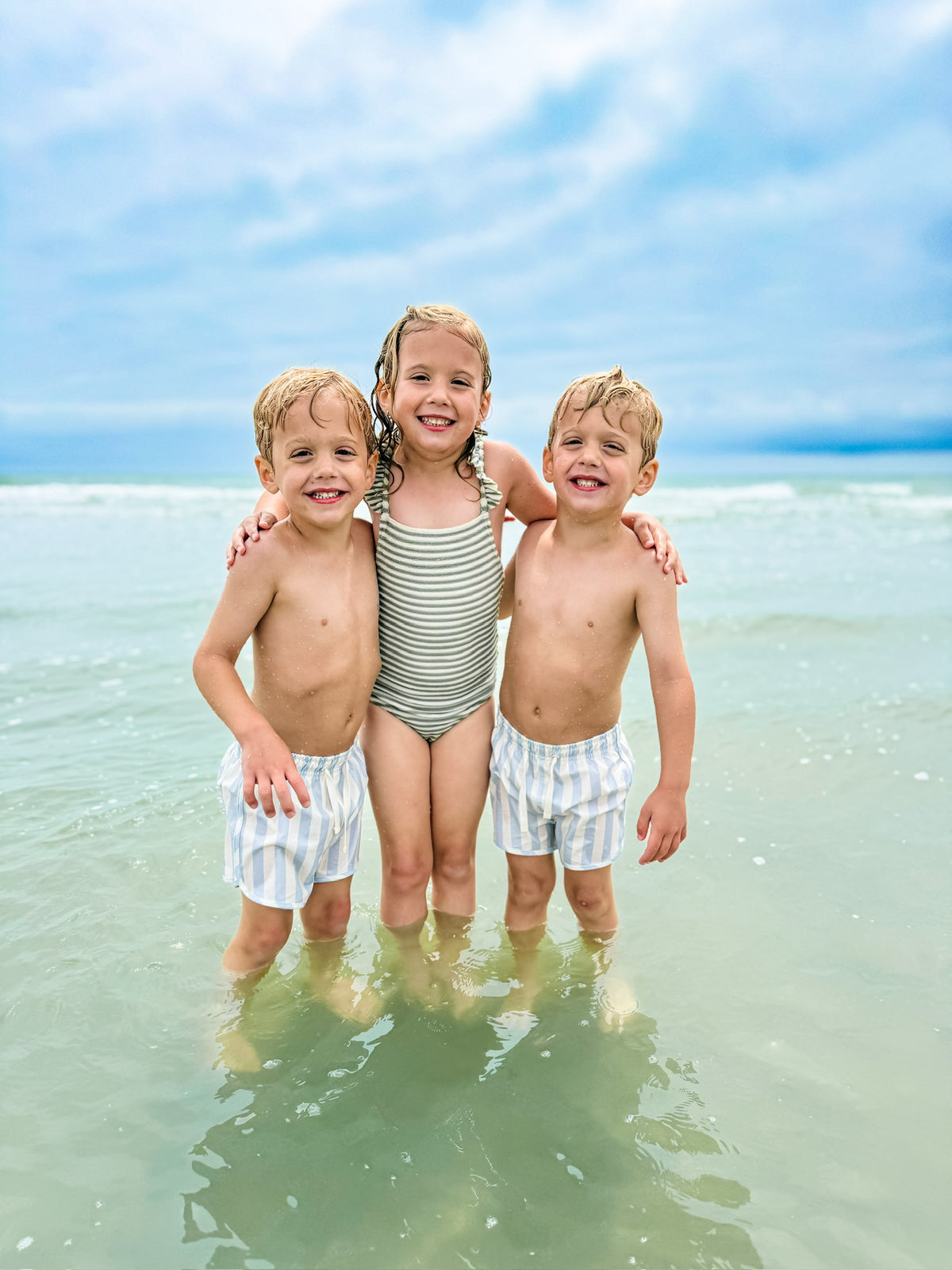 Sage Stripe One-Piece Swim