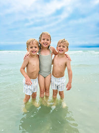 Sage Stripe One-Piece Swim