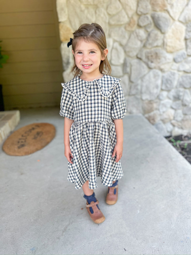 Navy Check Camille Dress