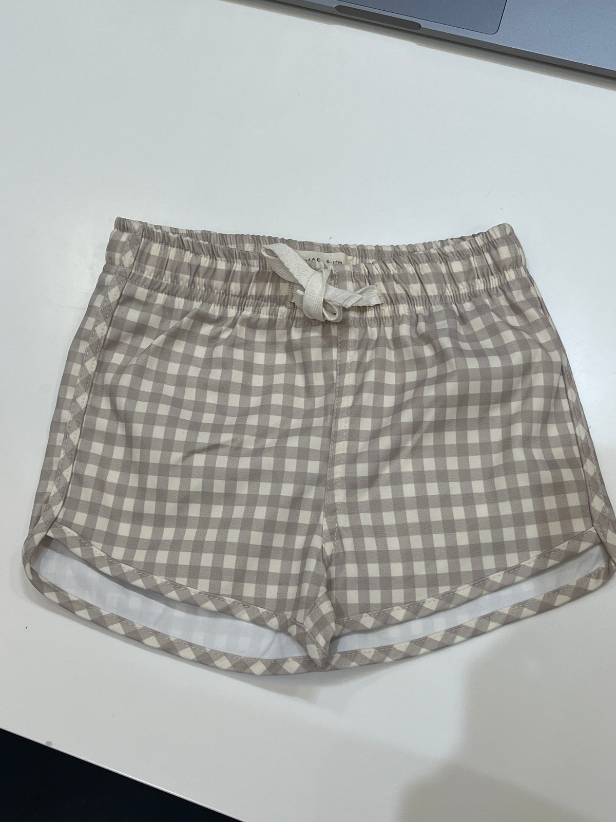 Silver Gingham Swim Short