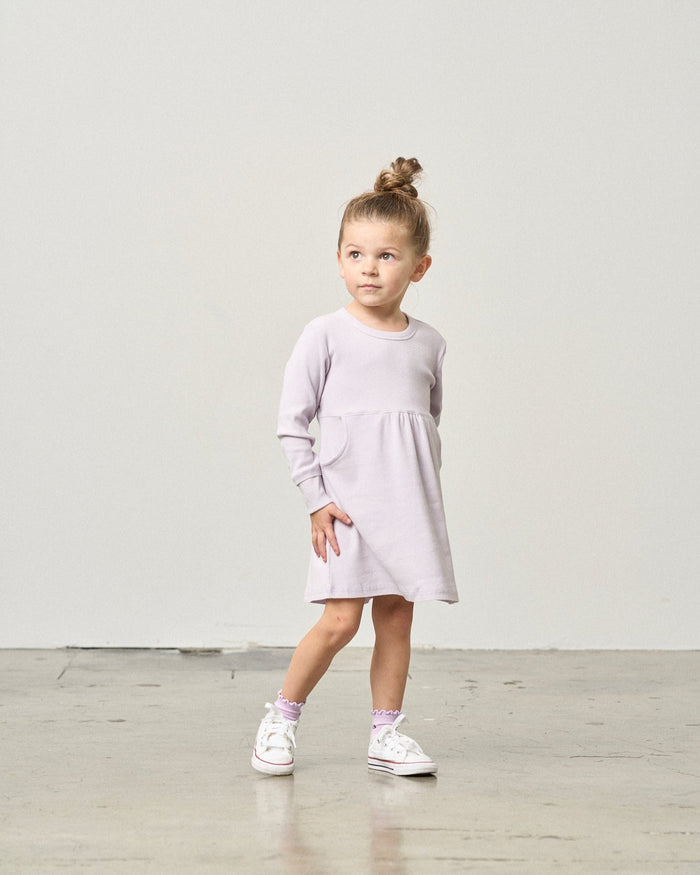 Lilac Long Sleeve Ribbed Dress