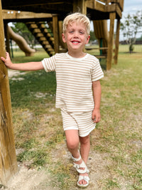 Oat Stripe Waffle Shortie Set