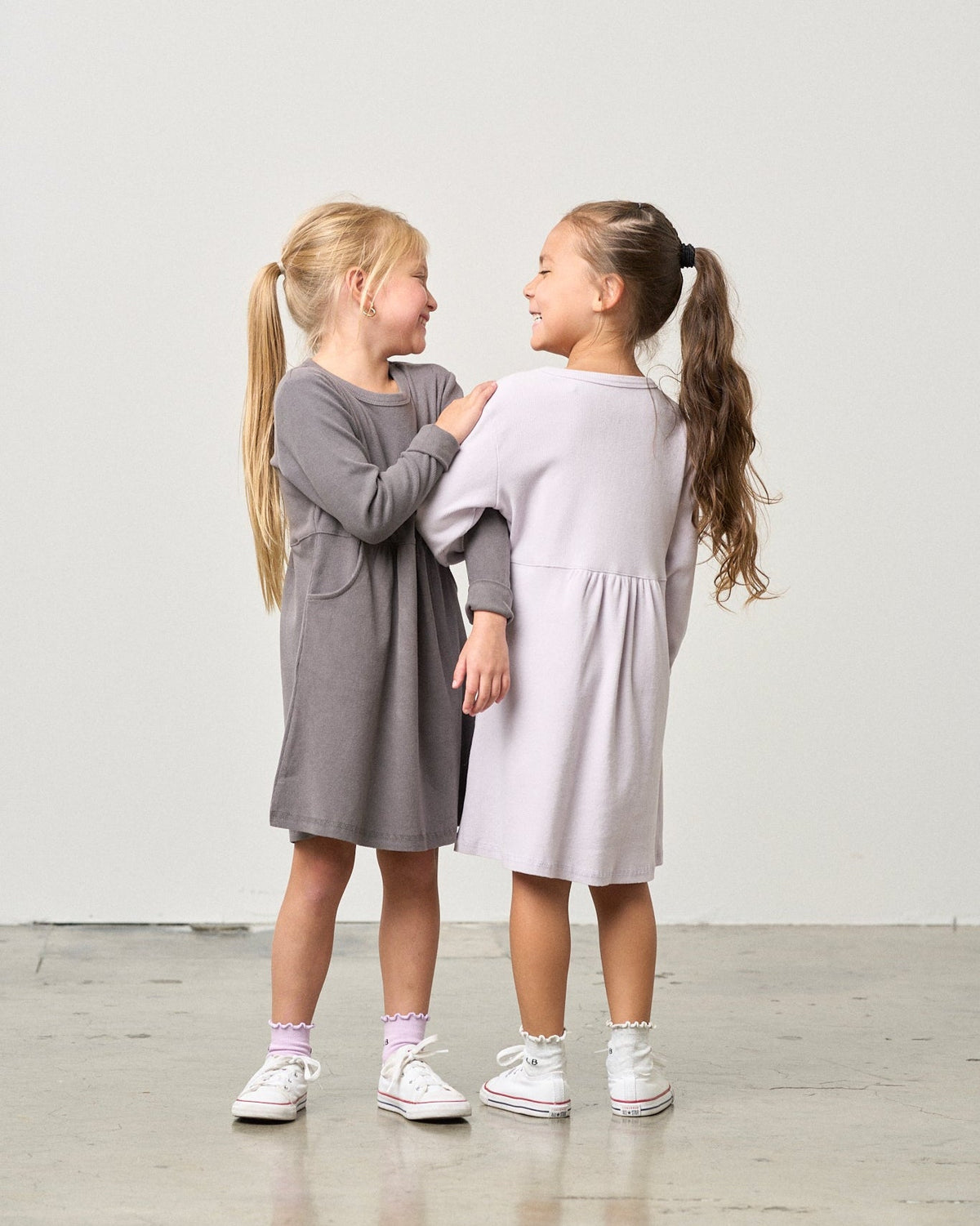 Graphite Long Sleeve Ribbed Dress