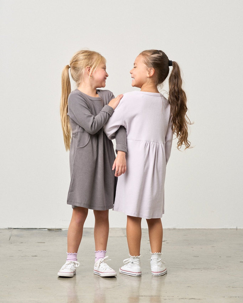 Graphite Long Sleeve Ribbed Dress