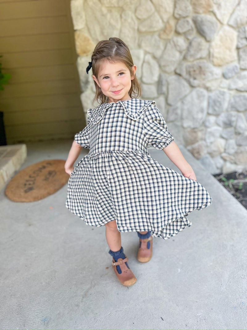Navy Check Camille Dress