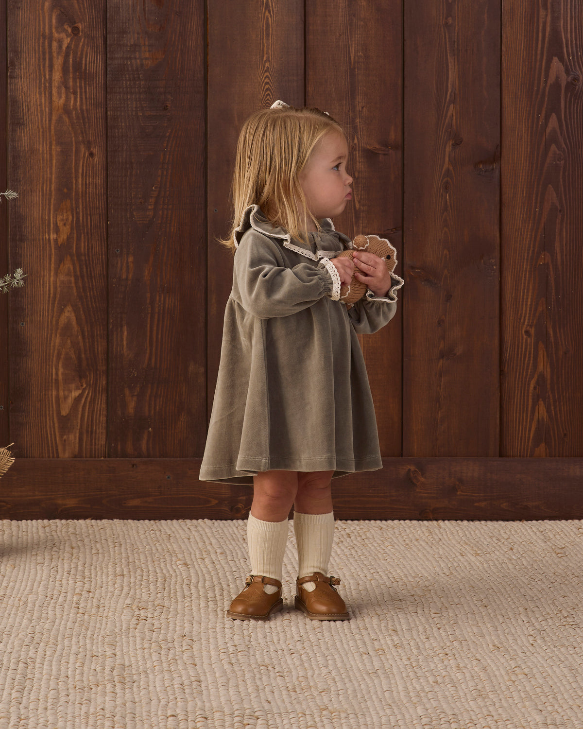 Spruce Velour Baby Dress