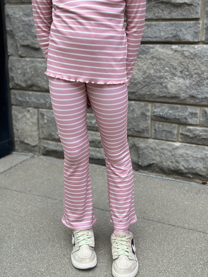 Misty Rose Stripe Bamboo Flare Pant