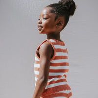 Coral Striped Crochet Tank