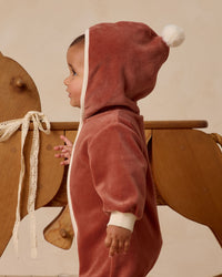 Cranberry Velour Jumpsuit