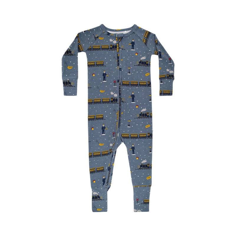 Christmas Train Bamboo Zip Romper