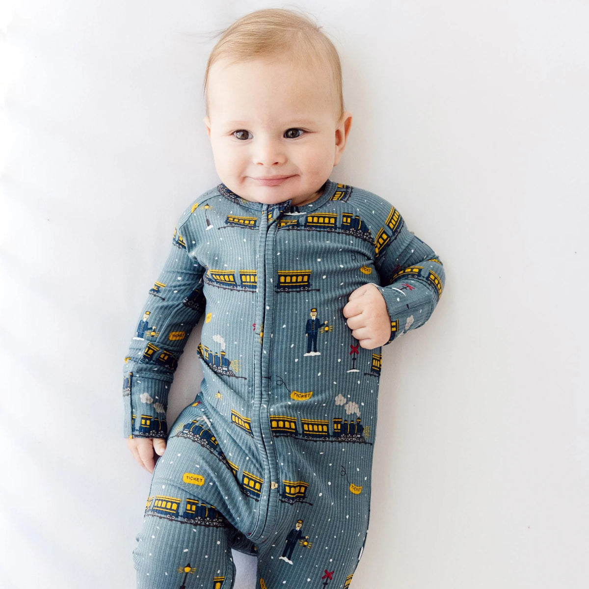 Christmas Train Bamboo Zip Romper