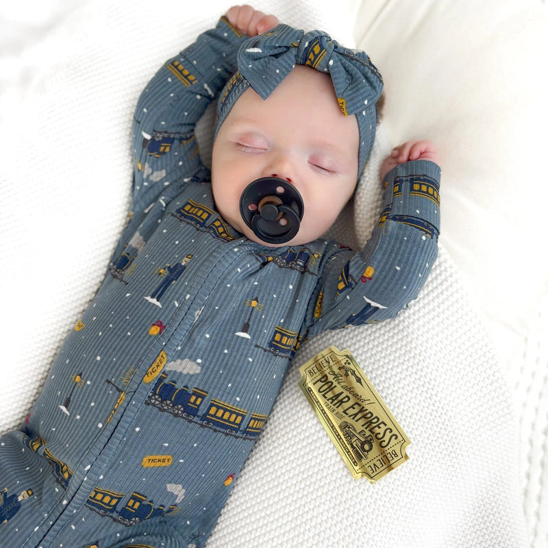 Christmas Train Bamboo Zip Romper