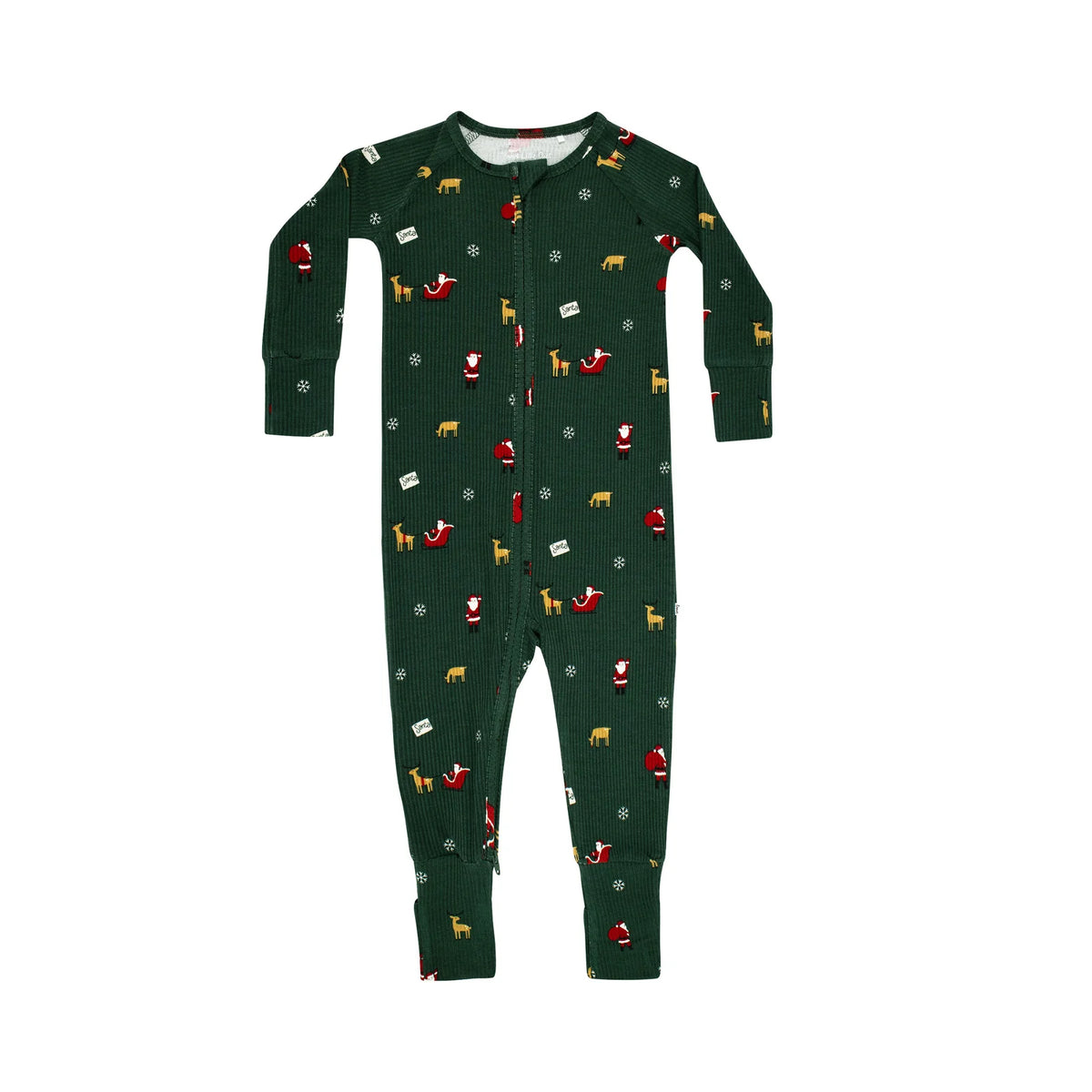 Santa Sleigh Bamboo Zip Romper