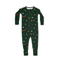 Santa Sleigh Bamboo Zip Romper