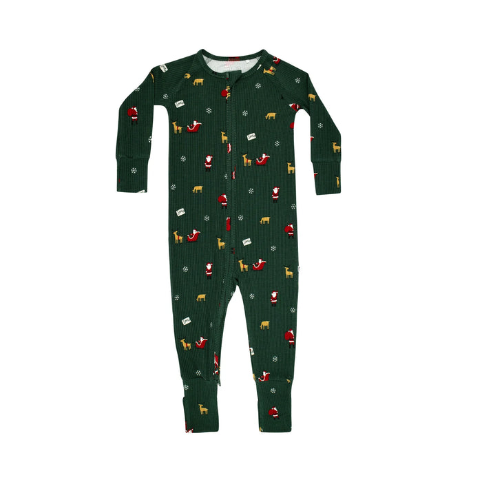 Santa Sleigh Bamboo Zip Romper