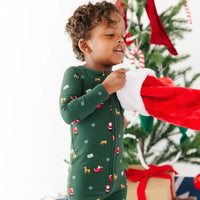 Santa Sleigh Bamboo Zip Romper