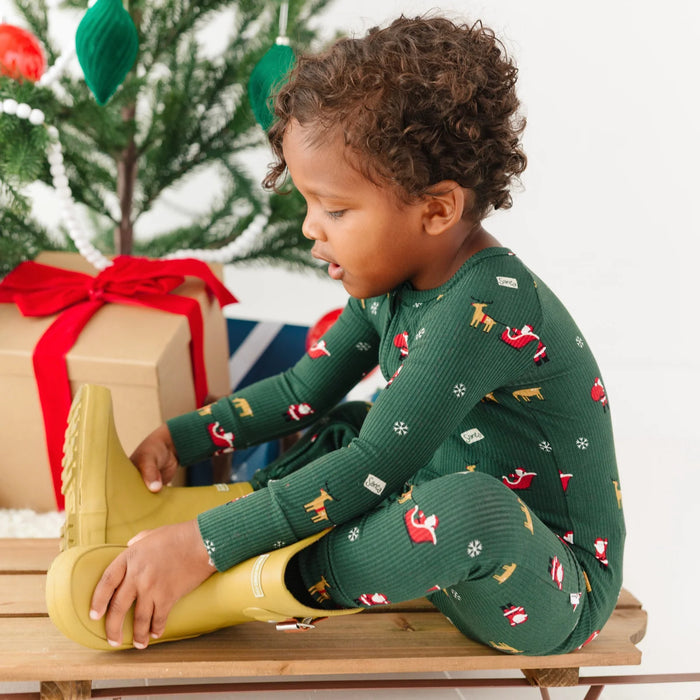 Santa Sleigh Bamboo Zip Romper