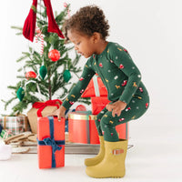 Santa Sleigh Bamboo Zip Romper
