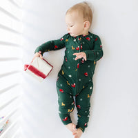 Santa Sleigh Bamboo Zip Romper