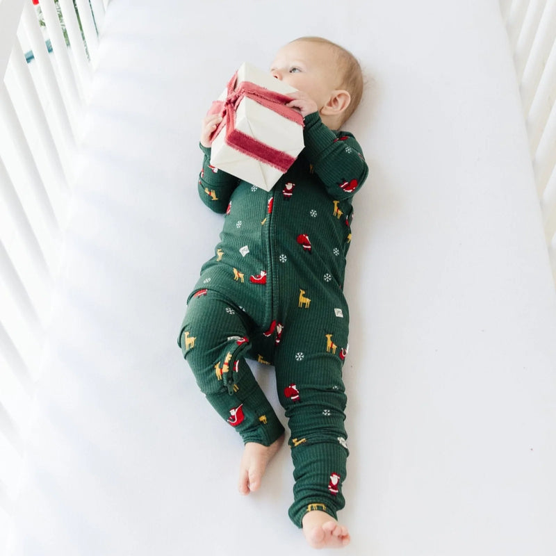 Santa Sleigh Bamboo Zip Romper