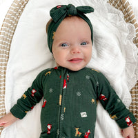 Santa Sleigh Bamboo Zip Romper