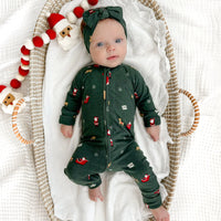 Santa Sleigh Bamboo Zip Romper